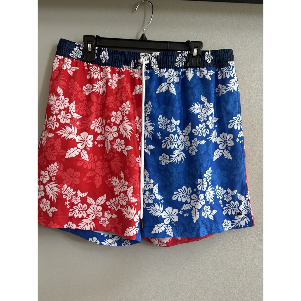 CROWN & IVY Mens Blue Red Floral Board Shorts Swim Trunks Size XL
